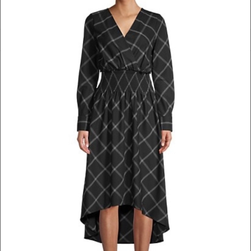 Bcbgmaxazria black and whit hi-low dress